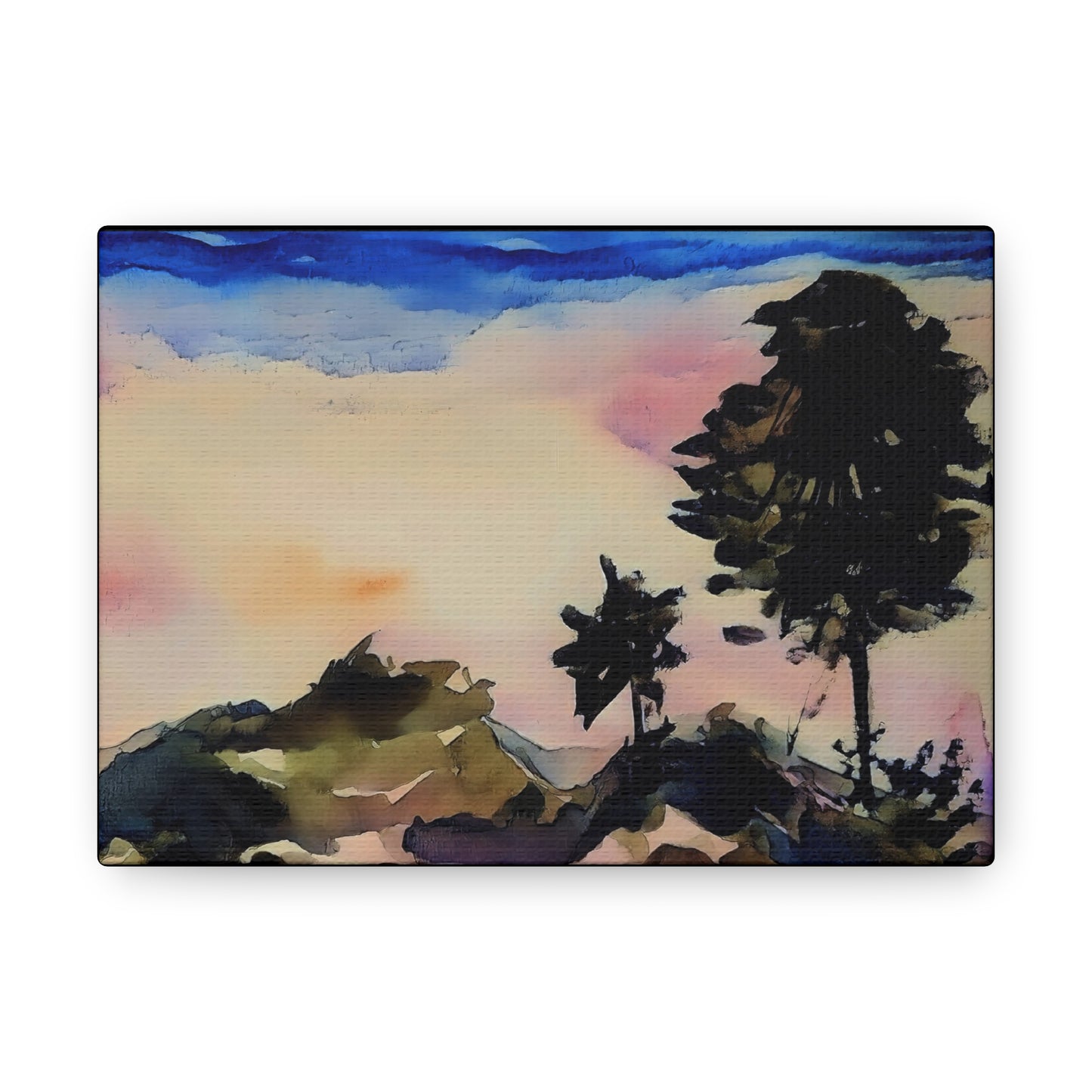 Mountain Scene Watercolor Painted Gallery Wrap - Canvas Art Print