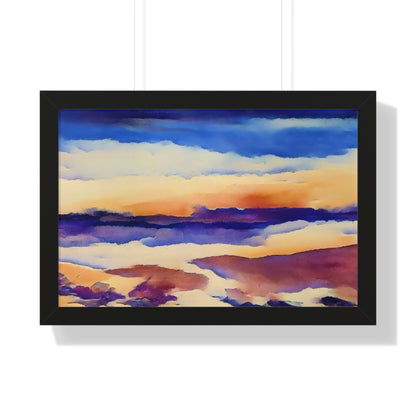 Scintillating Watercolor Sunset Sky Beach Vibes Wall Art | Living room, Bedroom, Interiors - Framed Poster