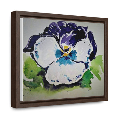 Purple white pansy watercolor stunning print - Gallery Canvas Wraps, Horizontal Frame