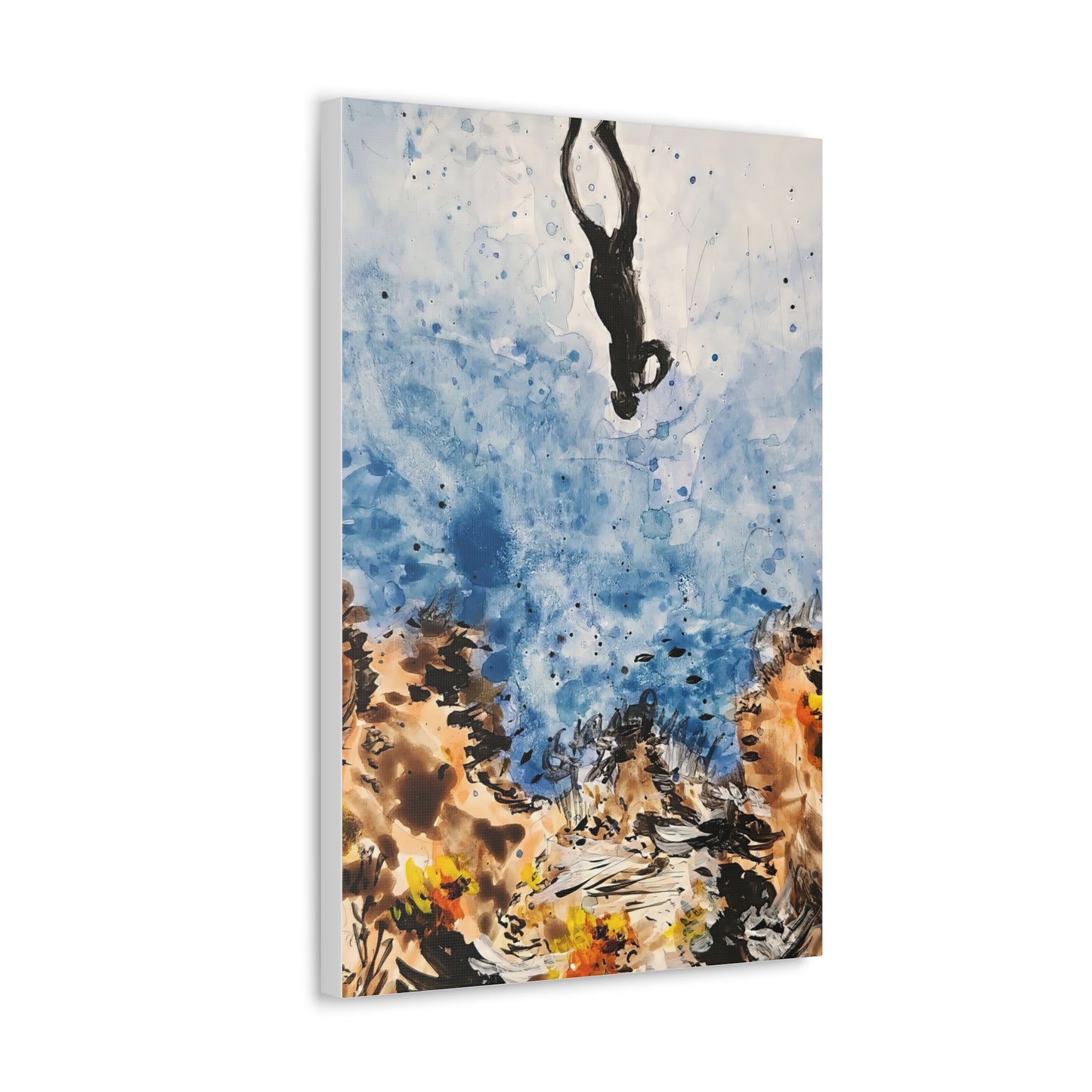 Canvas Print Sea Diver Watercolor Art