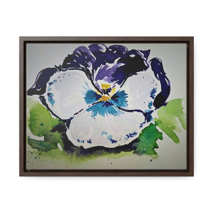 Purple white pansy watercolor stunning print - Gallery Canvas Wraps, Horizontal Frame