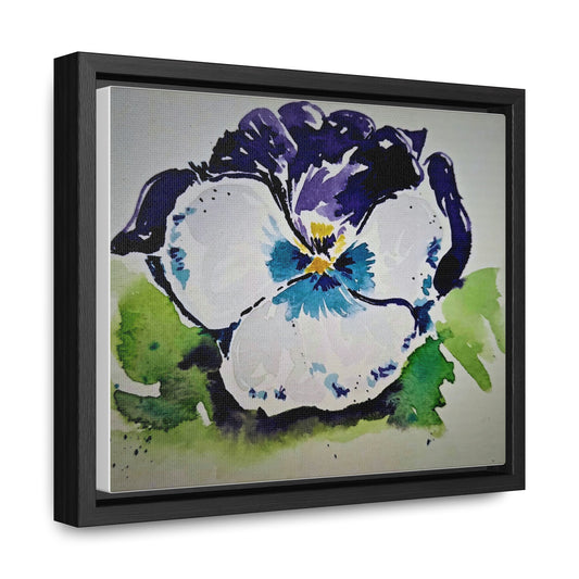 Purple white pansy watercolor stunning print - Gallery Canvas Wraps, Horizontal Frame