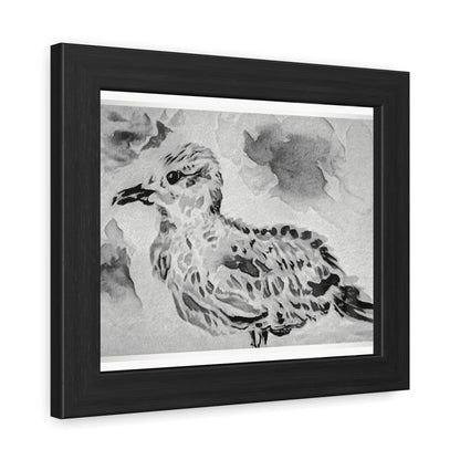 Stunning sea gull painted with watercolors in black and white - Framed