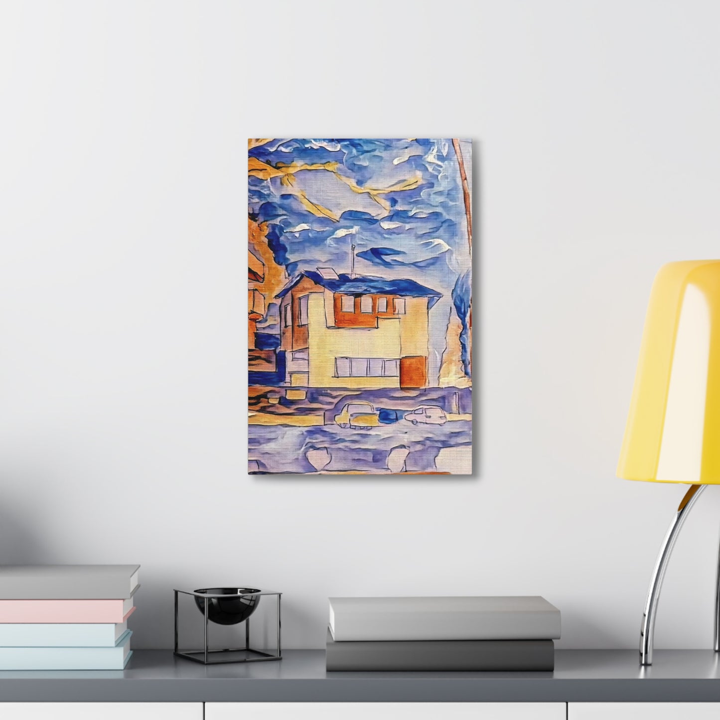 Evening Sky City Street Scene Acrylic Print Canvas Wall Art