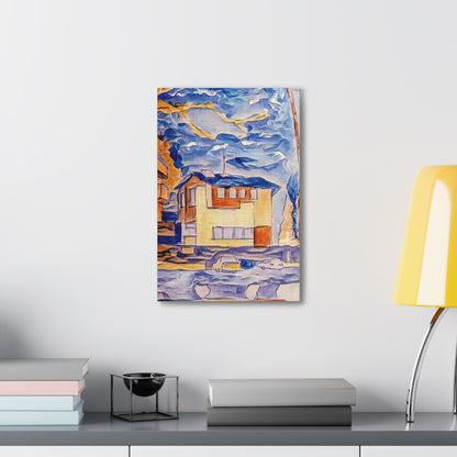 Evening Sky City Street Scene Acrylic Print Canvas Wall Art