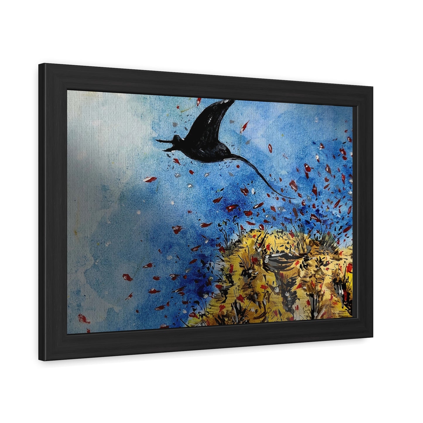 Stingray Underwater Watercolor Framed Poster