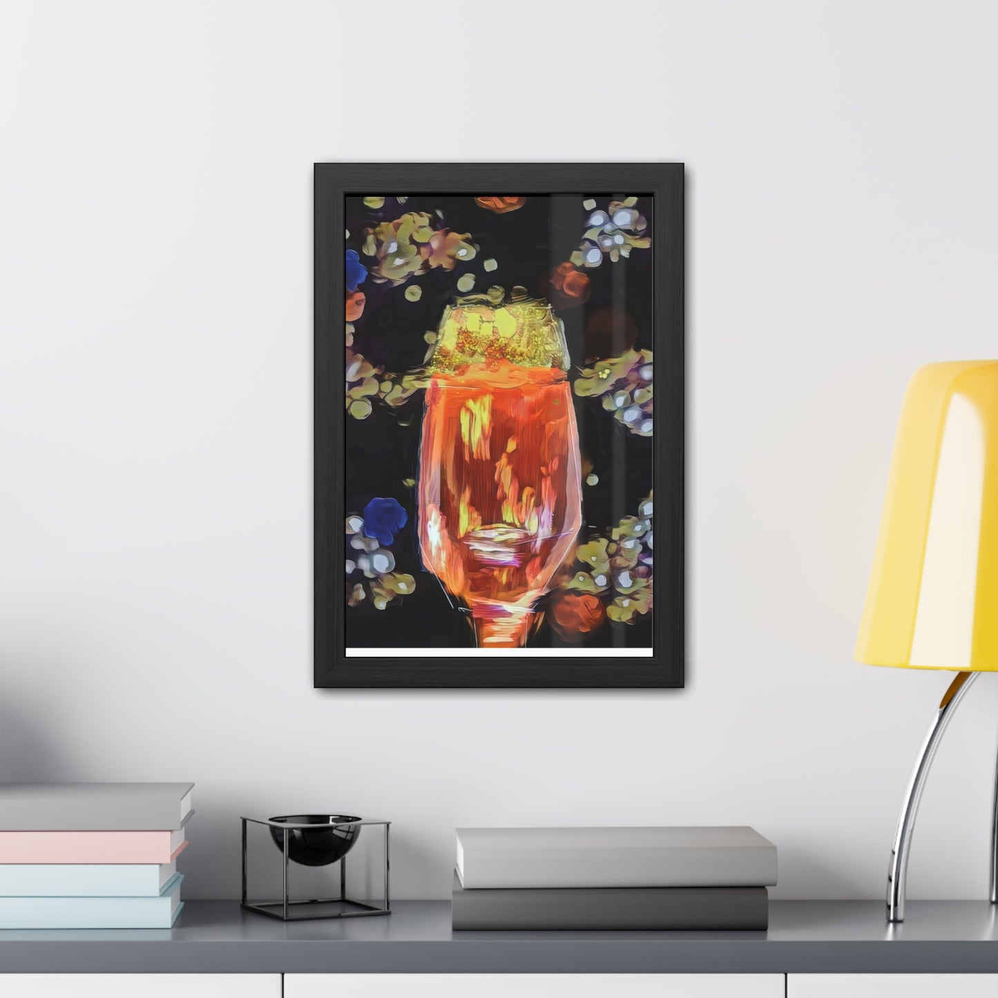 Wine painting with bokeh type effect of the backdrop for a beautiful wall art print - Framed Posters