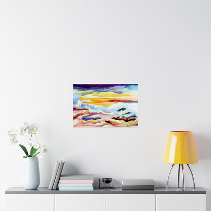 Scenic sky scene watercolor painting on a matte horizontal poster