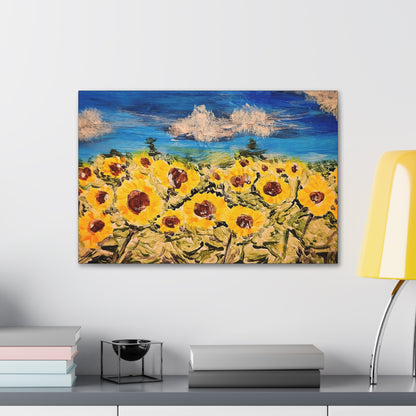 Sunflower with Blue Sky Acrylic Gallery Wrap -Canvas Art Print