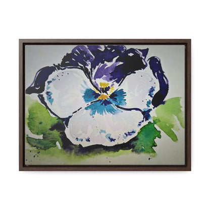 Purple white pansy watercolor stunning print - Gallery Canvas Wraps, Horizontal Frame