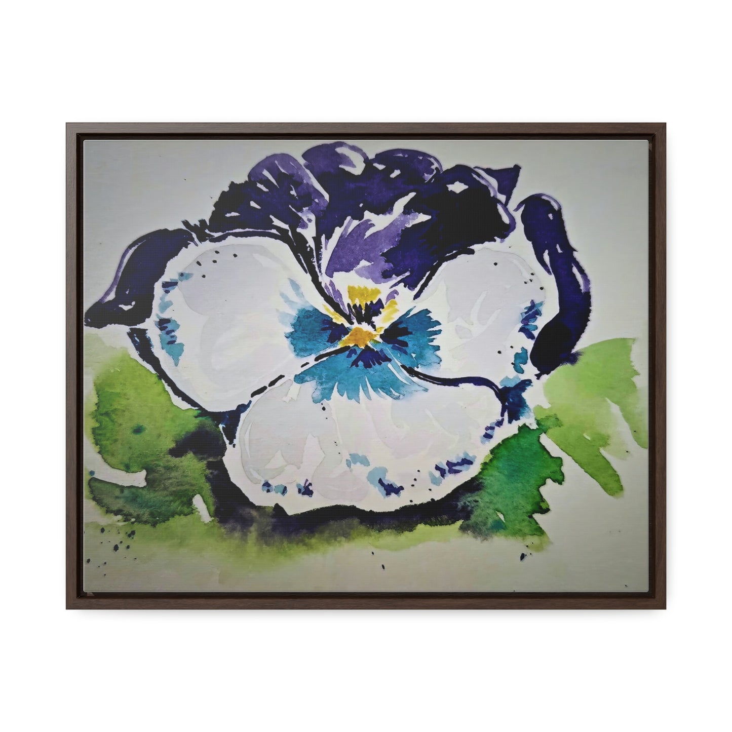 Purple white pansy watercolor stunning print - Gallery Canvas Wraps, Horizontal Frame