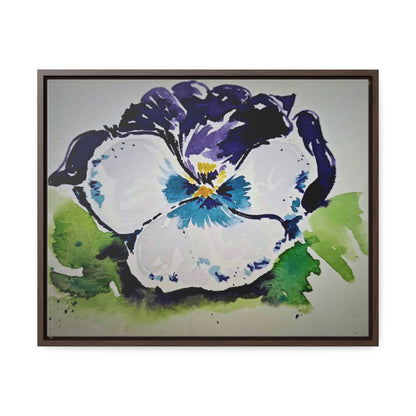 Purple white pansy watercolor stunning print - Gallery Canvas Wraps, Horizontal Frame